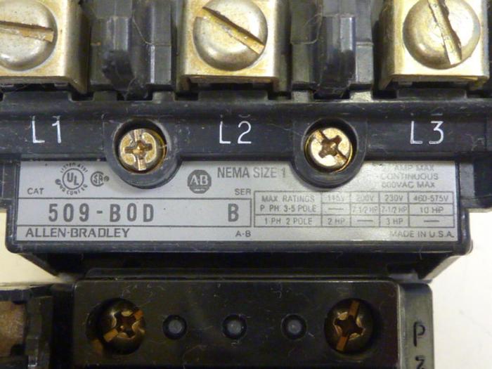 Used ALLEN BRADLEY Starter 509-BOD SER B W25 #67427