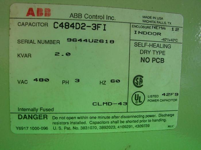 Used ABB Capacitor C484D2-3FI #10649