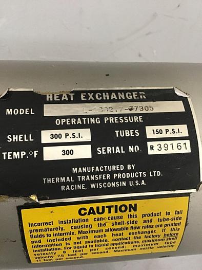 Used THERMAL TRANSFER Heat Exchanger L-1002.7-77305 Used