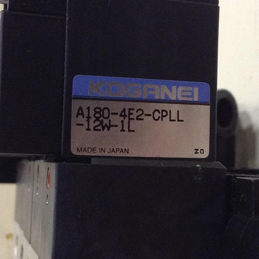 Used KOGANEI Manifold w/ Solenoid Valves A180-4E2-CPLL-12W-1L #86125