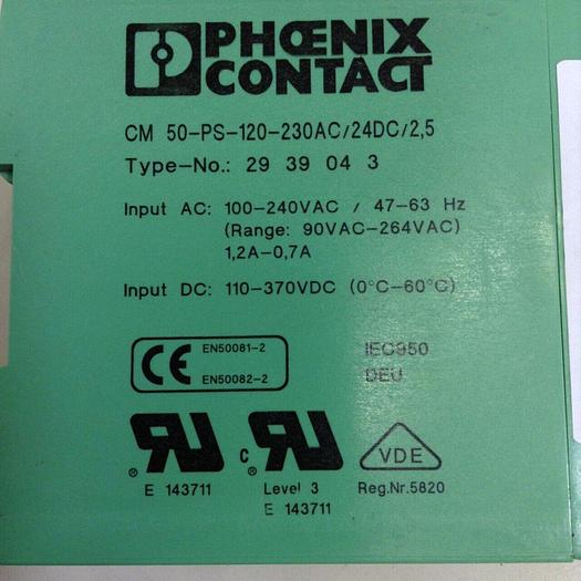 Used PHOENIX CONTACT Power Supply CM50PS120230AC24DC25 #70675