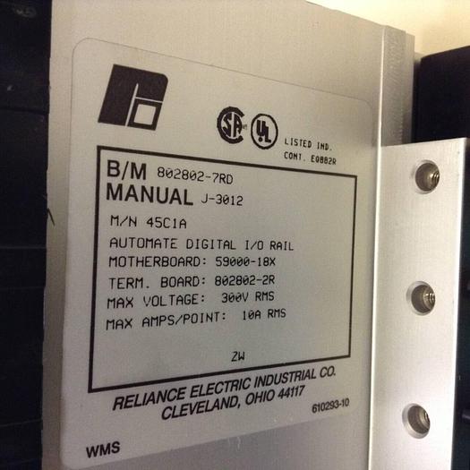 Used RELIANCE ELECTRIC Automate Digital I/O Rail 45C1A #71471