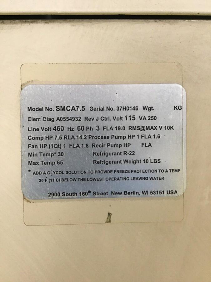 Used STERLING 7.5 Ton Air Cooled Portable Chiller SMCA 7.5 #131373