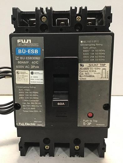 Used FUJI ELECTRIC 60 Amp Circuit Breaker BU-ESB3060 #127459