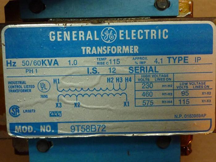 Used GENERAL ELECTRIC / GE 1 kVA Transformer 9T58B72 #25820
