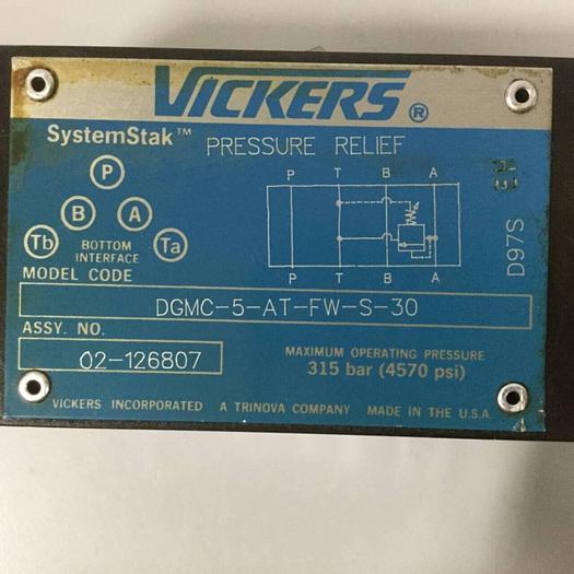 Used VICKERS Pressure Relief Valve DGMC-5-AT-FW-S-30 #90617