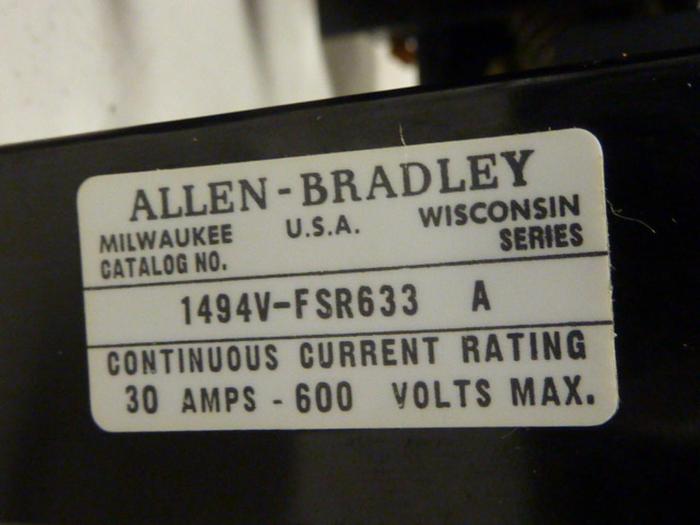 Used ALLEN BRADLEY 30 Amp Disconnect Switch 1494V-DS30 SER A #57399