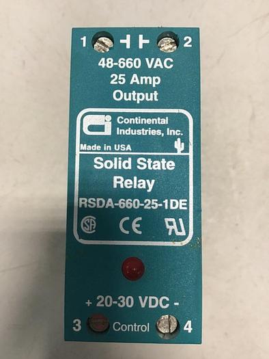 Used CONTINENTAL INDUSTRIES Solid State Relay RSDA-660-25-1DE #138571