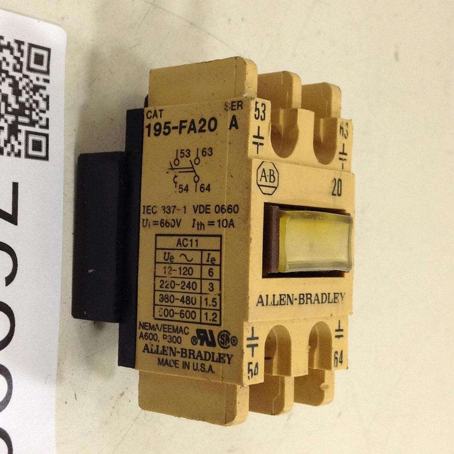 Used ALLEN BRADLEY Contactor 195-FA20 SER A Used