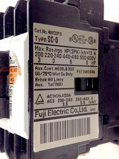 Used FUJI ELECTRIC Contactor SC-0 4NC0F0 #75206