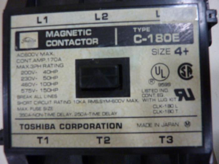 Used TOSHIBA Magnetic Contactor C-180E #58050
