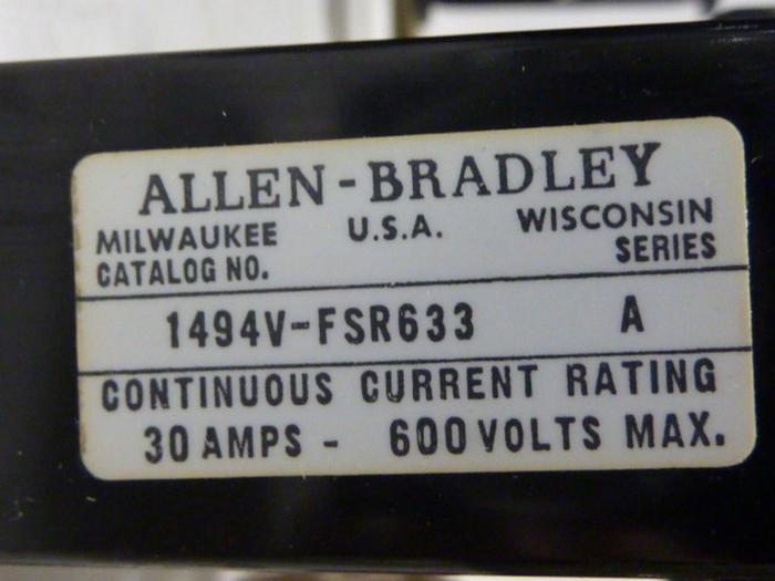 Used ALLEN BRADLEY 30 Amp Disconnect Switch 1494V-DS30 SER A #57397