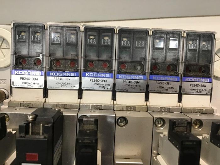 Used KOGANEI Manifold w/ Valves PBM6P-9W #120956