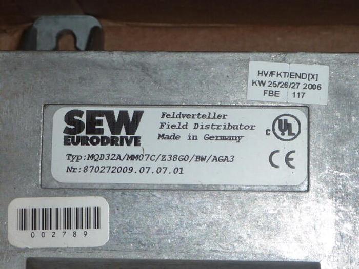 Used SEW EURODRIVE Variable Frequency Drive MQD32A/MM07C/238G0/BW/AGA3 Used