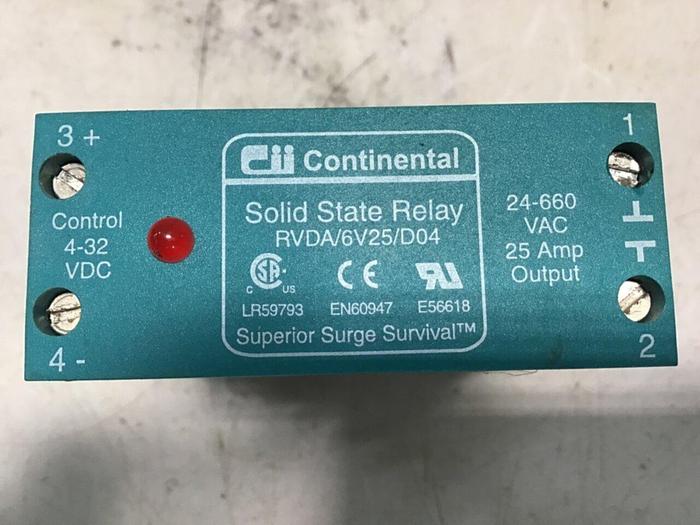 Used CONTINENTAL INDUSTRIES Solid State Relay RVDA/6V25/D04 Used