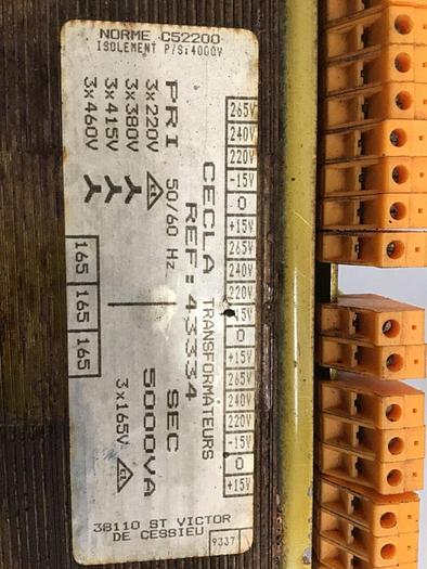 Used CECLA 5 kVA Transformer 43334 #82814