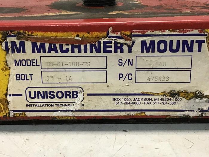 Used UNISORB Leveling Mount 8 x 6 IM-81-100-TS #122700