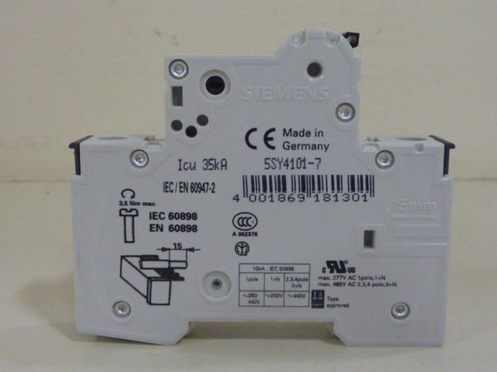 Used SIEMENS 1 Amp Circuit Breaker 5SY4101-7 #46958