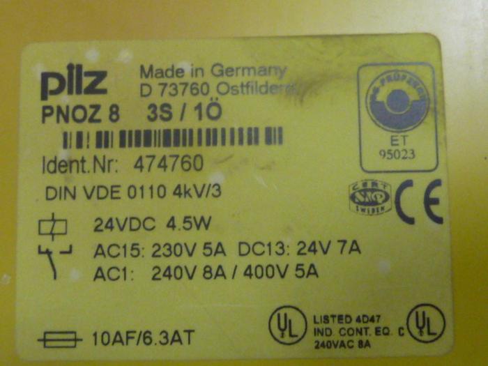 Used PILZ Safety Relay PNOZ83S/1O #61076