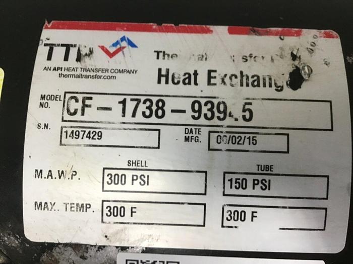 Used THERMAL TRANSFER Heat Exchanger CF-1738-93945 Used