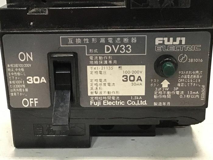 Used FUJI ELECTRIC 30 Amp Circuit Breaker DV33-30 #119821