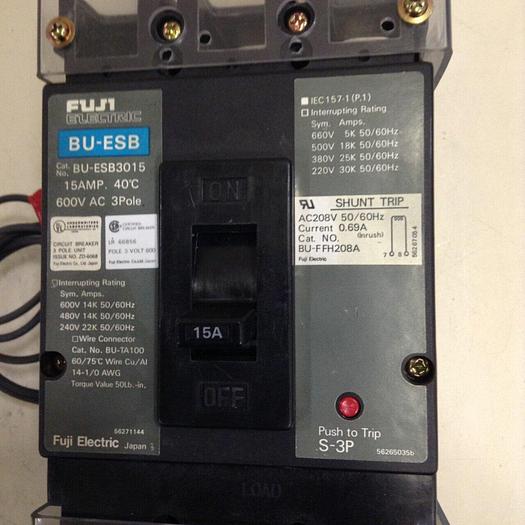 Used FUJI ELECTRIC 15 Amp Circuit Breaker BU-ESB3015 #72714