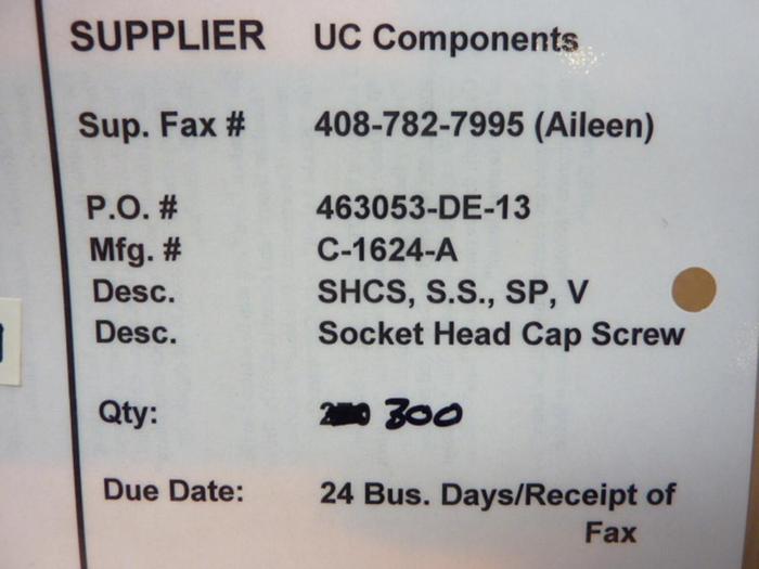 U-C COMPONENTS Socket Head Cap Screw C-1624-A #41284