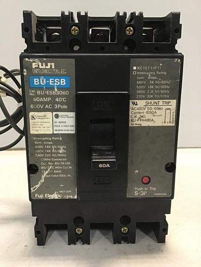 Used FUJI ELECTRIC 60 Amp Circuit Breaker BU-ESB3060 #127466