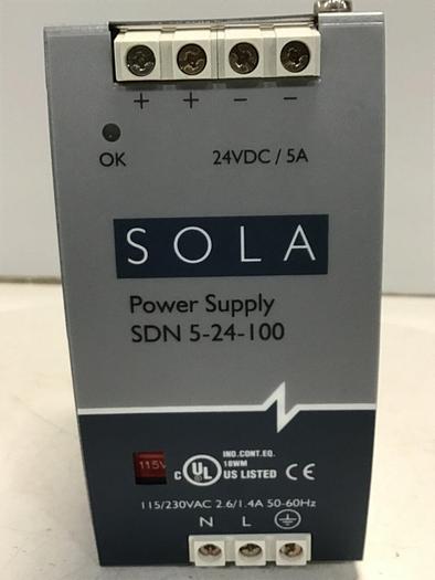 Used SOLA Power Supply SDN 5-24-100 #121100