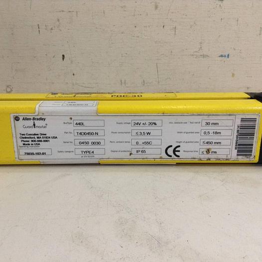 Used ALLEN BRADLEY Light Curtain Transmitter 440L-T4D0450-N #71575