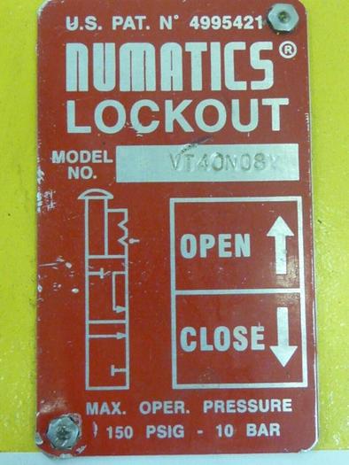 Used NUMATICS Manual Lockout Valve VT40N08Y #61559