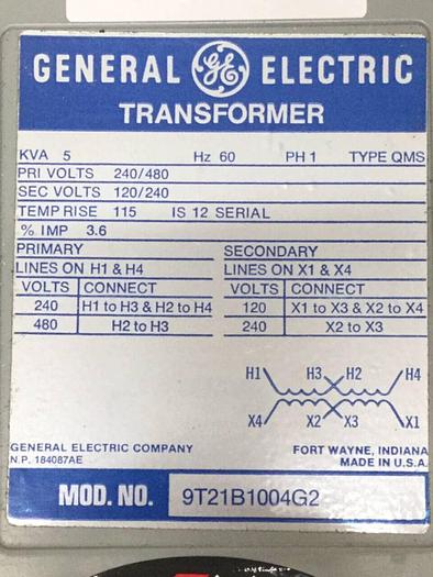 Used GENERAL ELECTRIC 5 kVA Transformer 9T21B100G2 #91812
