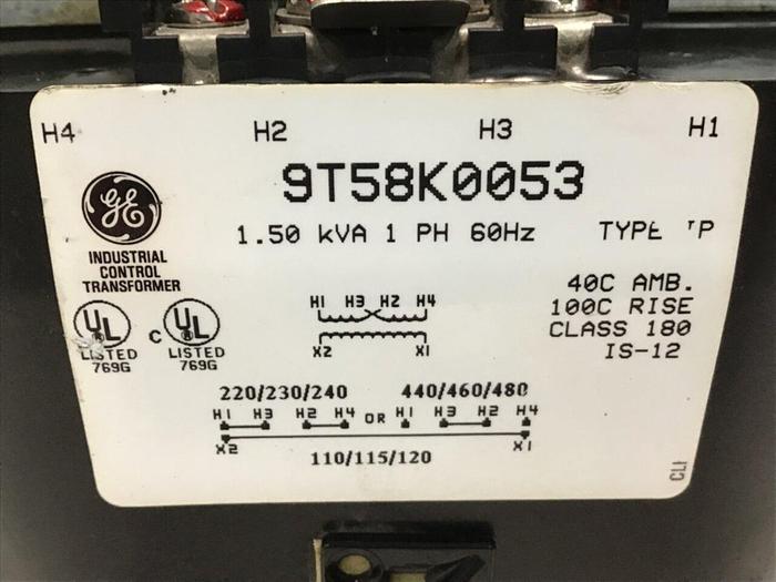 Used GENERAL ELECTRIC 1.5 kVA Transformer 9T58K0053 USED