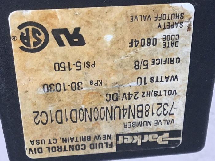 Used PARKER Safety Shut Off Valve 73218BN4UN00N0D1D1C2 #124498