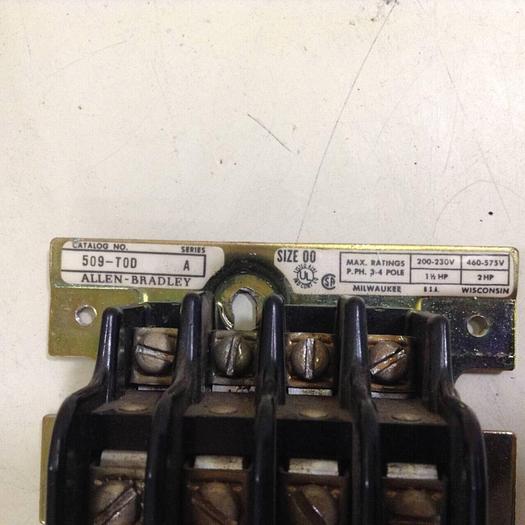 Used ALLEN BRADLEY Non Reversing Starter Size 00 509-T0D SER A #75985