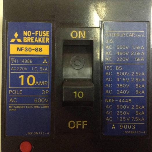 Used MITSUBISHI 10 Amp Circuit Breaker NF30-SS-10 #85674