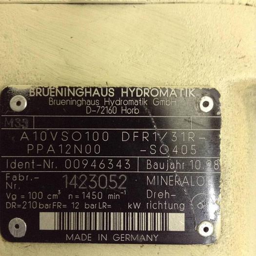 Used BRUENINGHAUS HYDROMATIK Motor A10VSO100DFR1/31RPPA12N00-SO405 Used