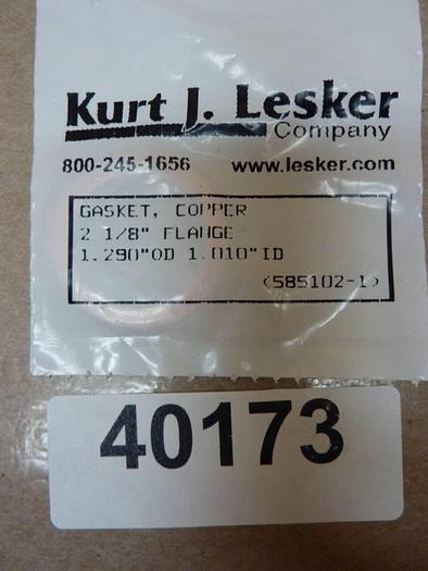 KURT J LESKER Copper Gasket 212-CG #40174 DNL SCRAPPED
