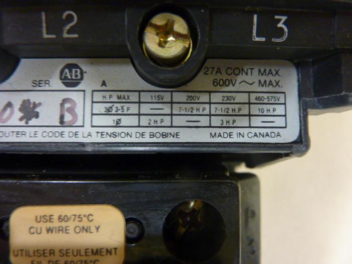 Used ALLEN BRADLEY Starter 509-BO. SER B W24 #47102