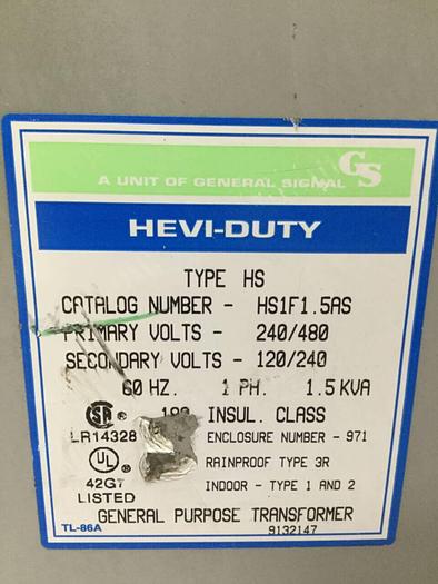 Used GENERAL SIGNAL 1.5 kVA Transformer HS1F1.5AS #98936