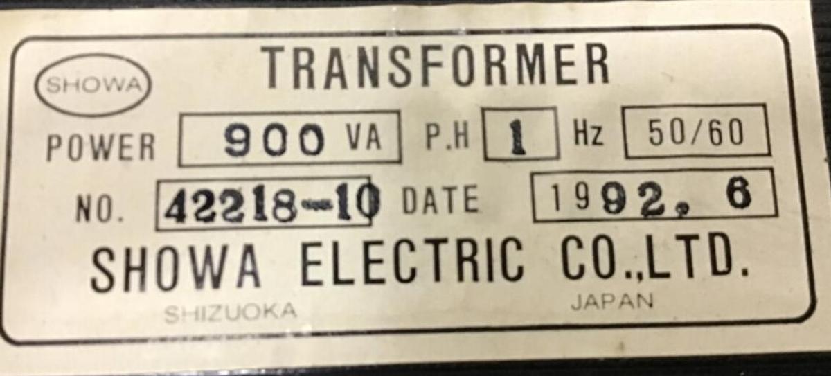 Used SHOWA 0.9 kVA Transformer 42218-10 USED