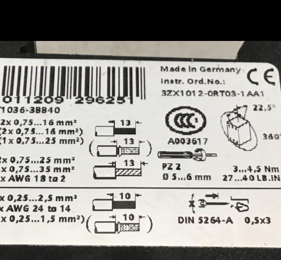 Used SIEMENS Contactor 3RT1036-3BB40 USED