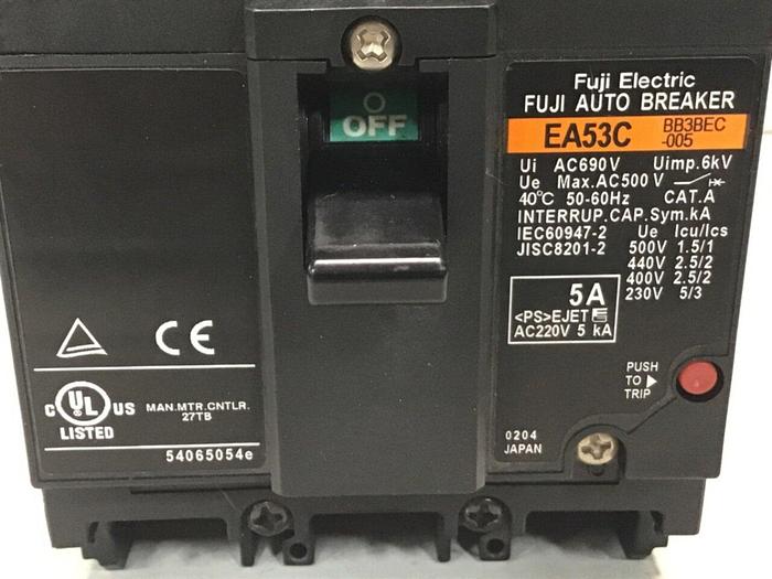 Used FUJI ELECTRIC 5 Amp Circuit Breaker EA53C-5 #127427