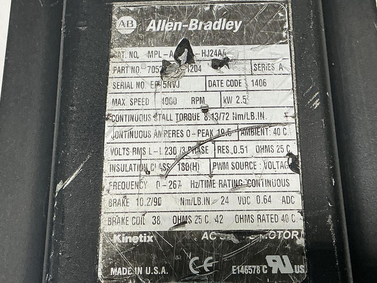 Used ALLEN BRADLEY MPL-A4540F-HJ24AA