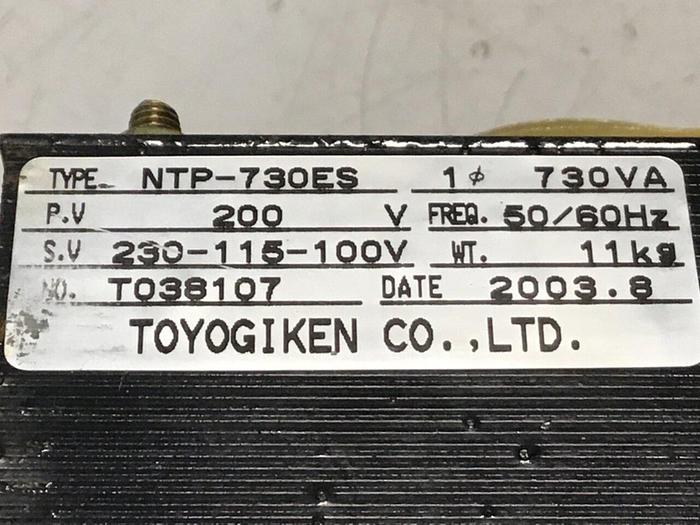 Used TOYOGIKEN 730 VA Transformer NTP-730ES #122315