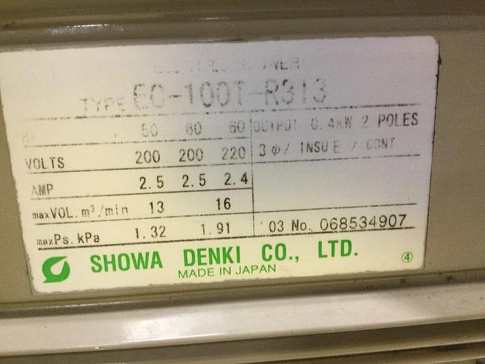 Used SHOWA DENKI CO. Electric Blower EC-100T-R313 #106538