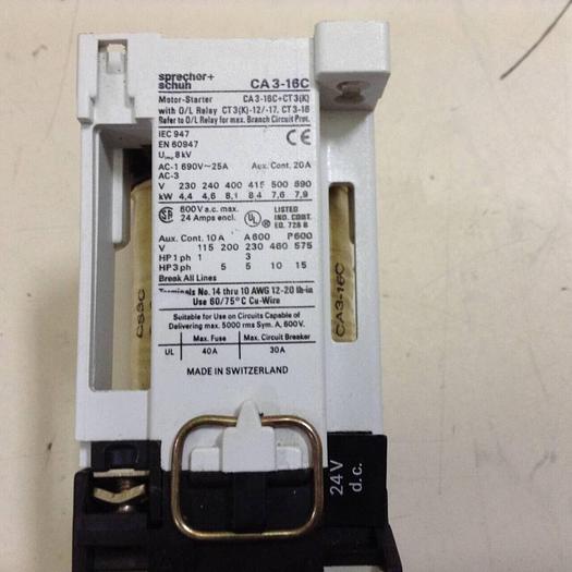 Used SPRECHER & SCHUH Motor Starter Contactor CA3-16C #88968