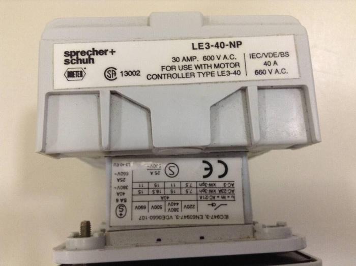Used SPRECHER & SCHUH Motor Disconnect Switch LE3-40-NP #87220