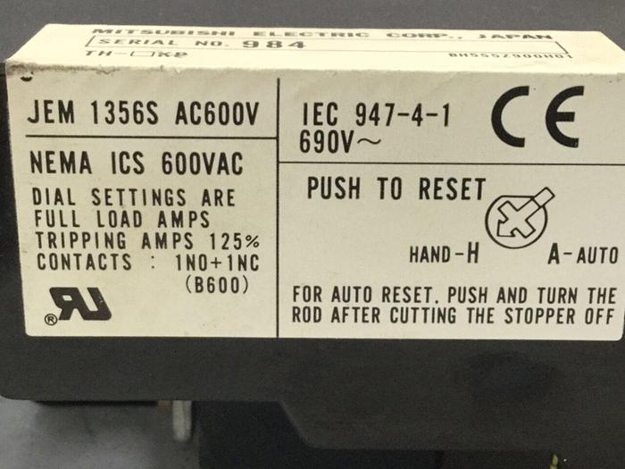 Used MITSUBISHI Trip Amp Relay JEM1356S TH-K120KP USED