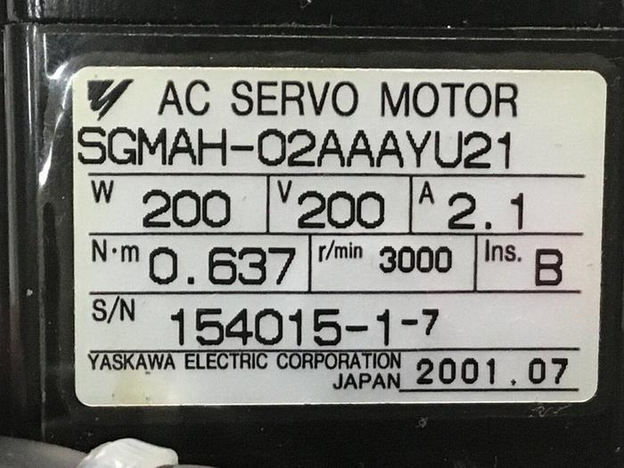 Used YASKAWA Servo Motor SGMAH-02AAA-YU21 #127928